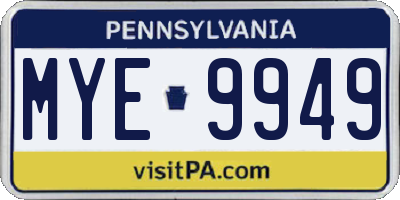 PA license plate MYE9949