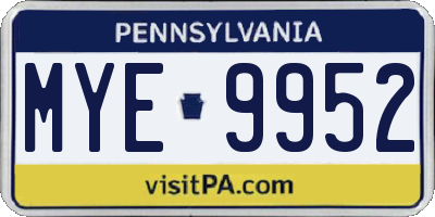 PA license plate MYE9952