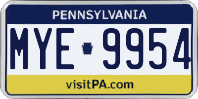 PA license plate MYE9954