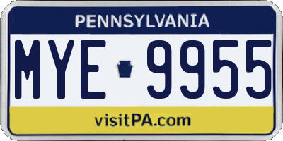 PA license plate MYE9955