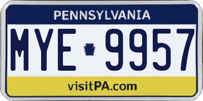 PA license plate MYE9957