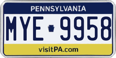 PA license plate MYE9958