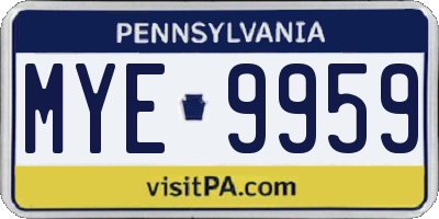 PA license plate MYE9959