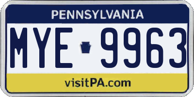 PA license plate MYE9963