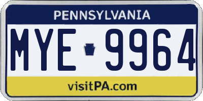 PA license plate MYE9964