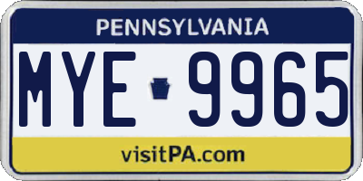 PA license plate MYE9965
