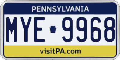 PA license plate MYE9968