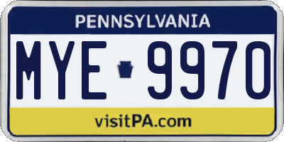 PA license plate MYE9970