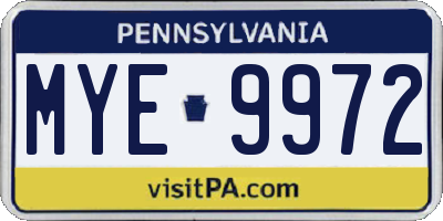 PA license plate MYE9972