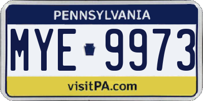 PA license plate MYE9973