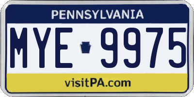 PA license plate MYE9975
