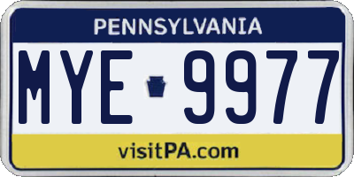 PA license plate MYE9977