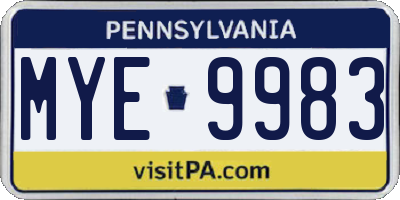 PA license plate MYE9983