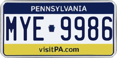 PA license plate MYE9986