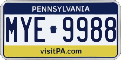 PA license plate MYE9988
