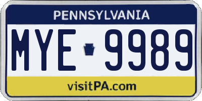 PA license plate MYE9989