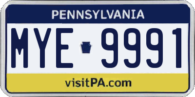 PA license plate MYE9991