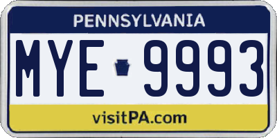 PA license plate MYE9993