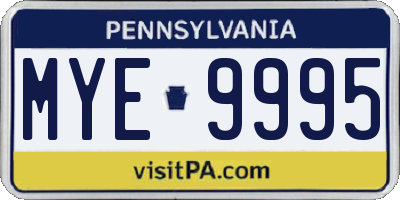 PA license plate MYE9995