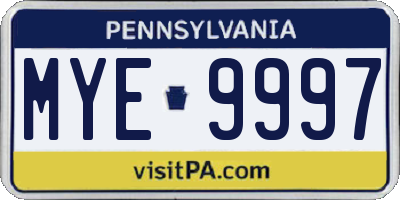 PA license plate MYE9997