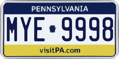 PA license plate MYE9998