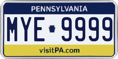 PA license plate MYE9999