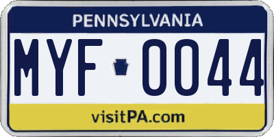 PA license plate MYF0044