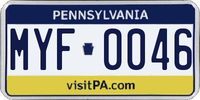 PA license plate MYF0046