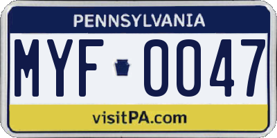 PA license plate MYF0047