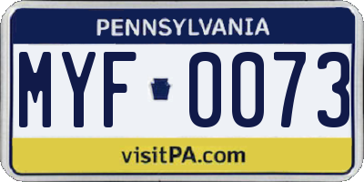PA license plate MYF0073