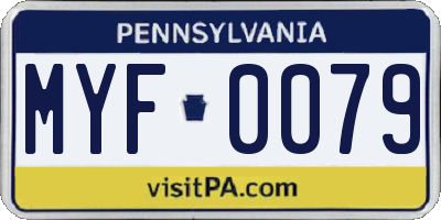 PA license plate MYF0079
