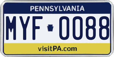 PA license plate MYF0088