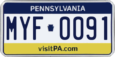 PA license plate MYF0091