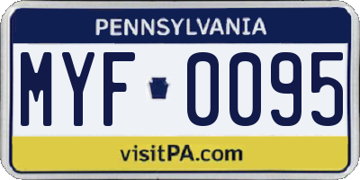 PA license plate MYF0095