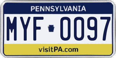 PA license plate MYF0097