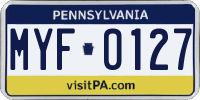 PA license plate MYF0127
