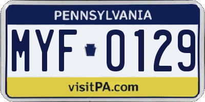PA license plate MYF0129