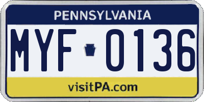 PA license plate MYF0136