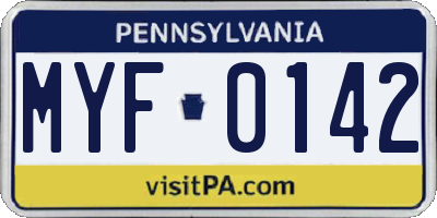 PA license plate MYF0142