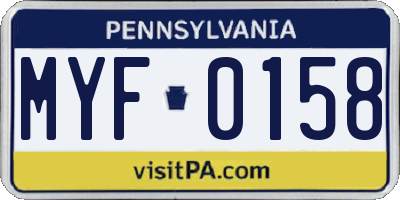 PA license plate MYF0158