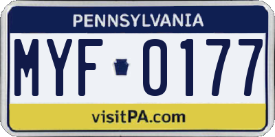 PA license plate MYF0177