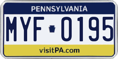 PA license plate MYF0195