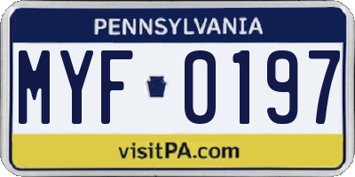 PA license plate MYF0197
