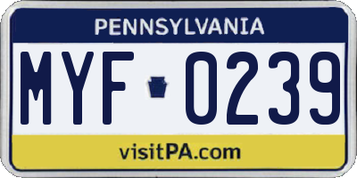 PA license plate MYF0239