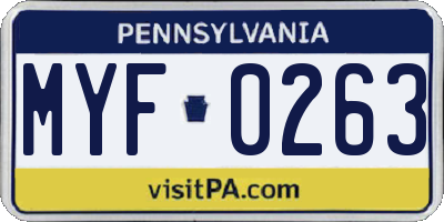 PA license plate MYF0263