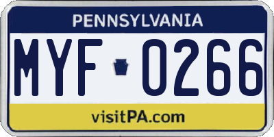 PA license plate MYF0266
