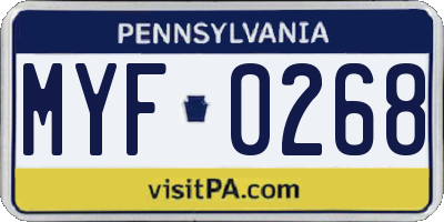 PA license plate MYF0268