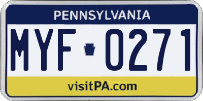 PA license plate MYF0271