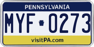 PA license plate MYF0273