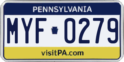 PA license plate MYF0279